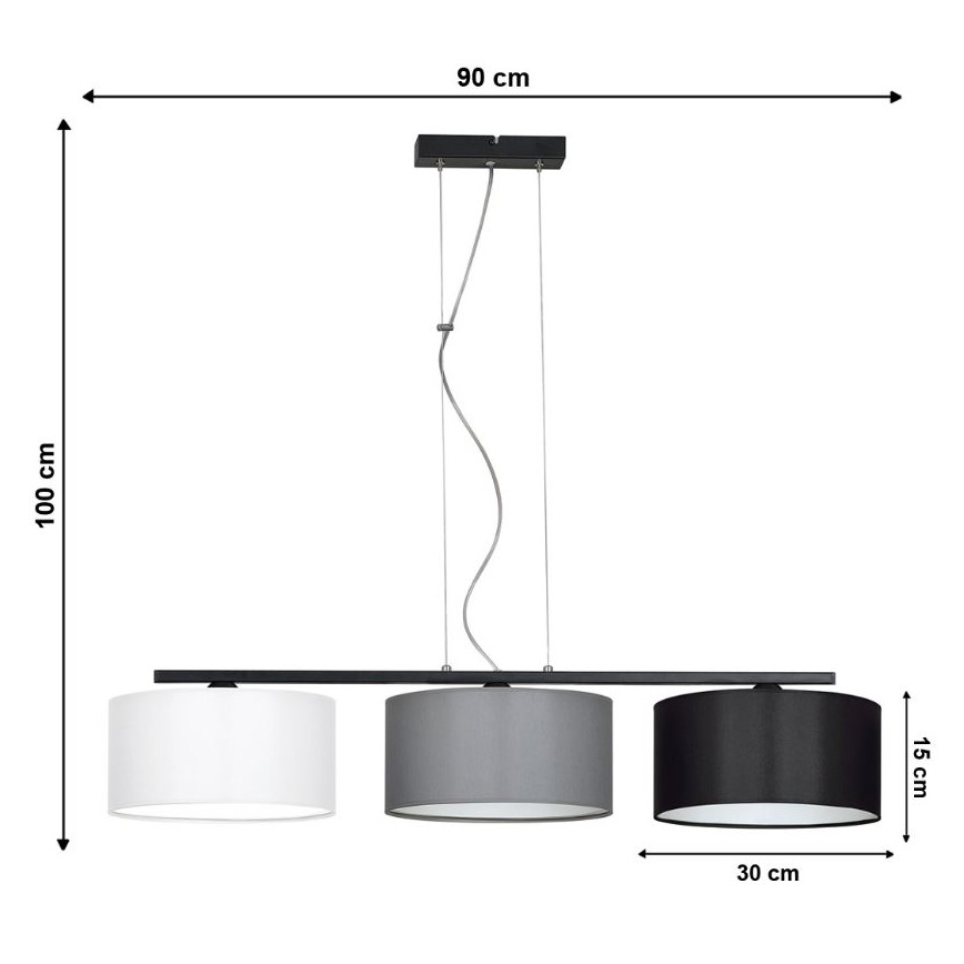 Ljuskrona med snöre ASTRA 3xE27/60W/230V