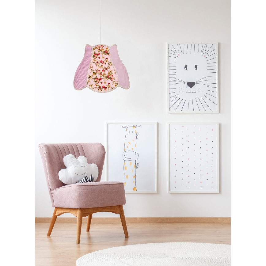 Ljuskrona med snöre Barn ZUZA 1xE27/60W/230V rosa