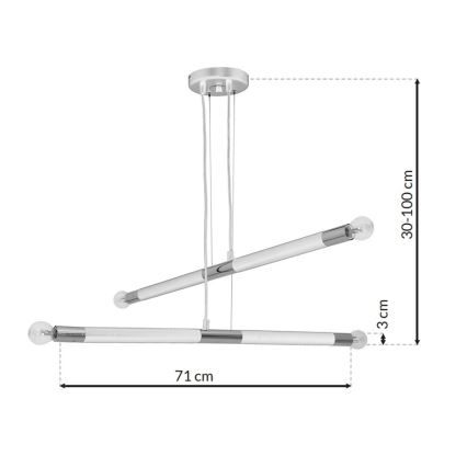 Ljuskrona med snöre BASTONE Vit 4xE14/40W/230V