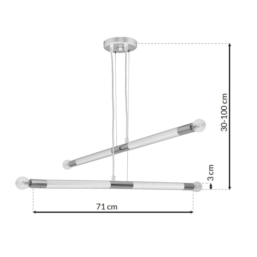 Ljuskrona med snöre BASTONE Vit 4xE14/40W/230V