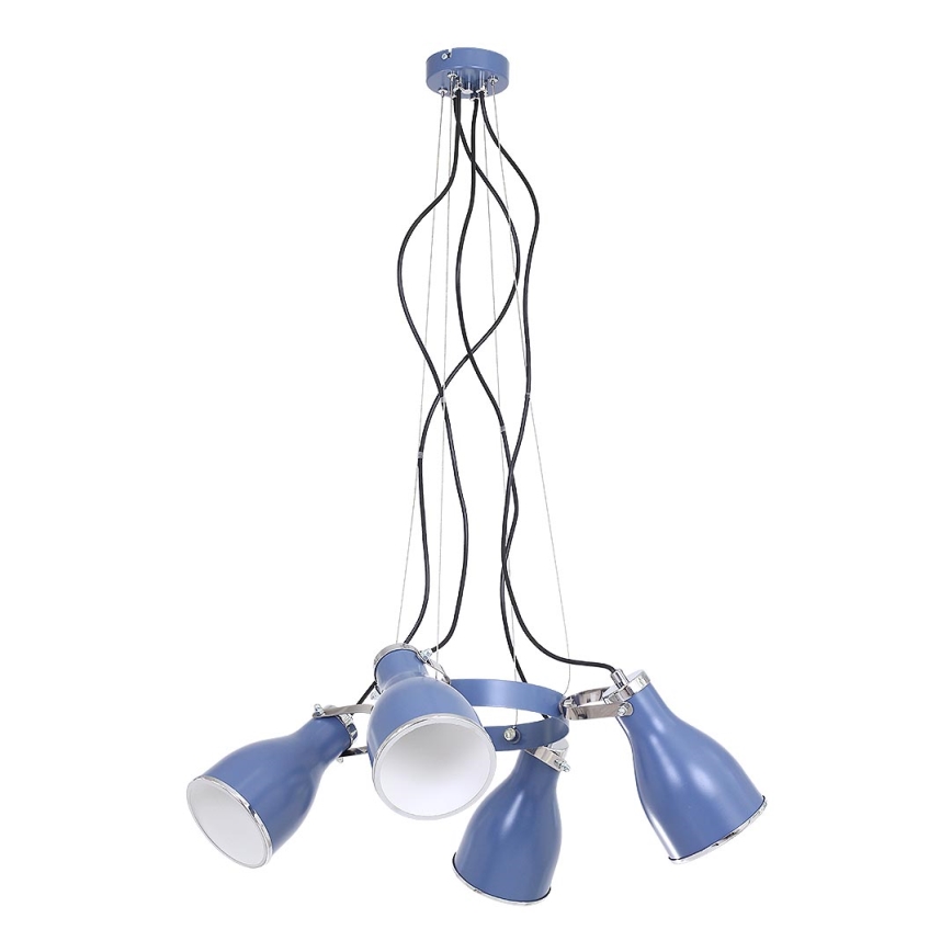 Ljuskrona med snöre BJORN BLUE 4xE27/60W/230V