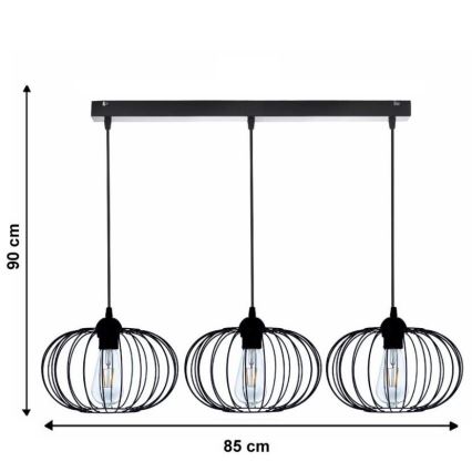 Ljuskrona med snöre BOCCA 3xE27/60W/230V
