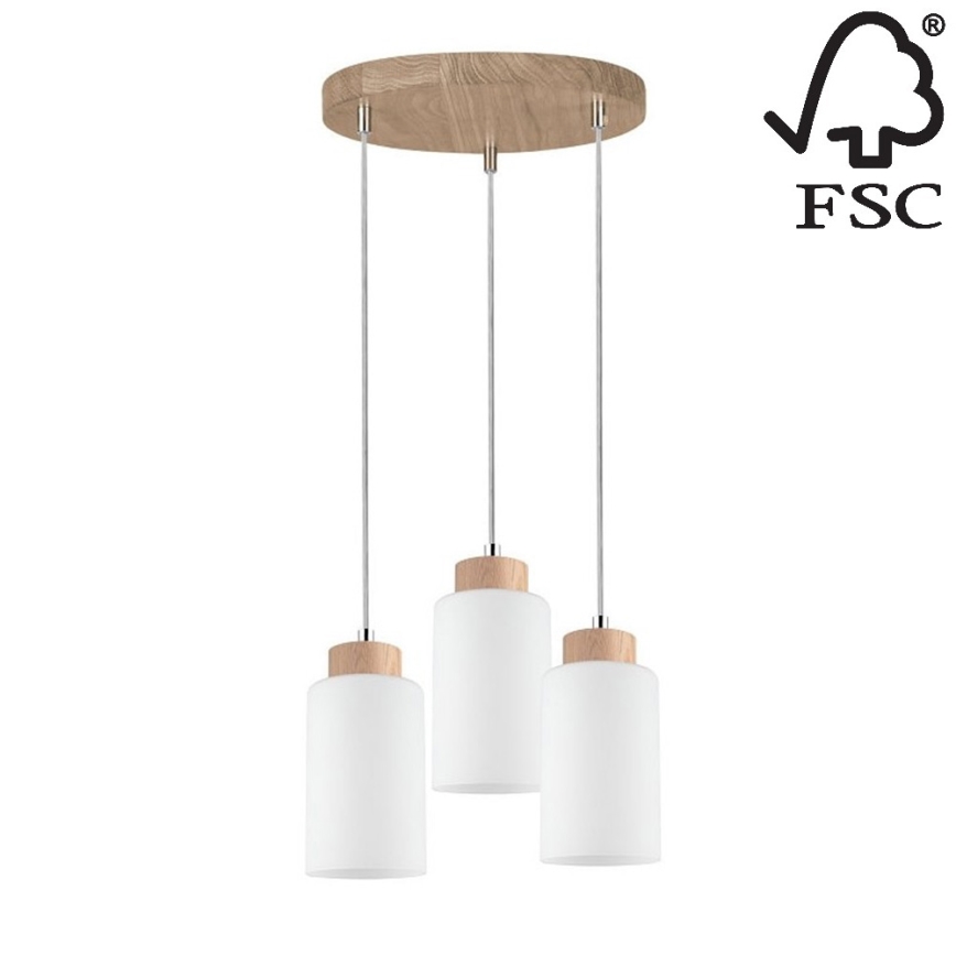 Ljuskrona med snöre BOSCO 3xE27/60W/230V -FSC-certifierad