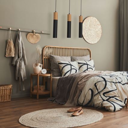 Ljuskrona med snöre CASSA 3xGU10/60W/230V svart