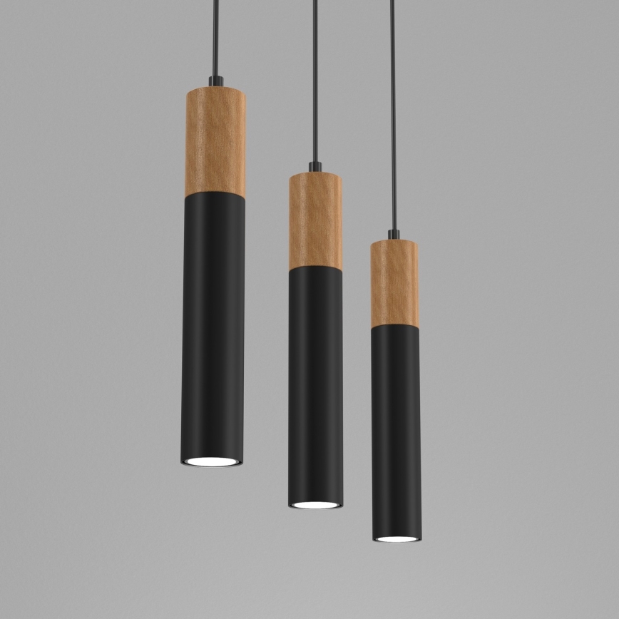Ljuskrona med snöre CASSA 3xGU10/60W/230V svart