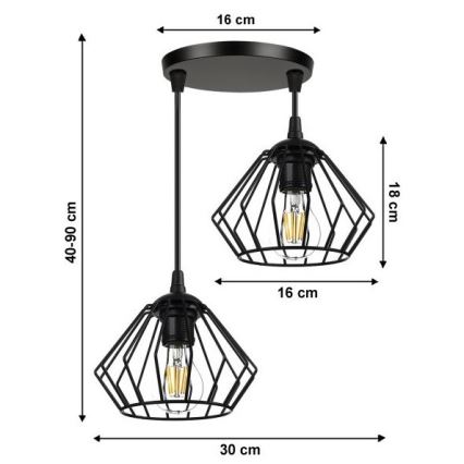 Ljuskrona med snöre CEED 2xE27/60W/230V