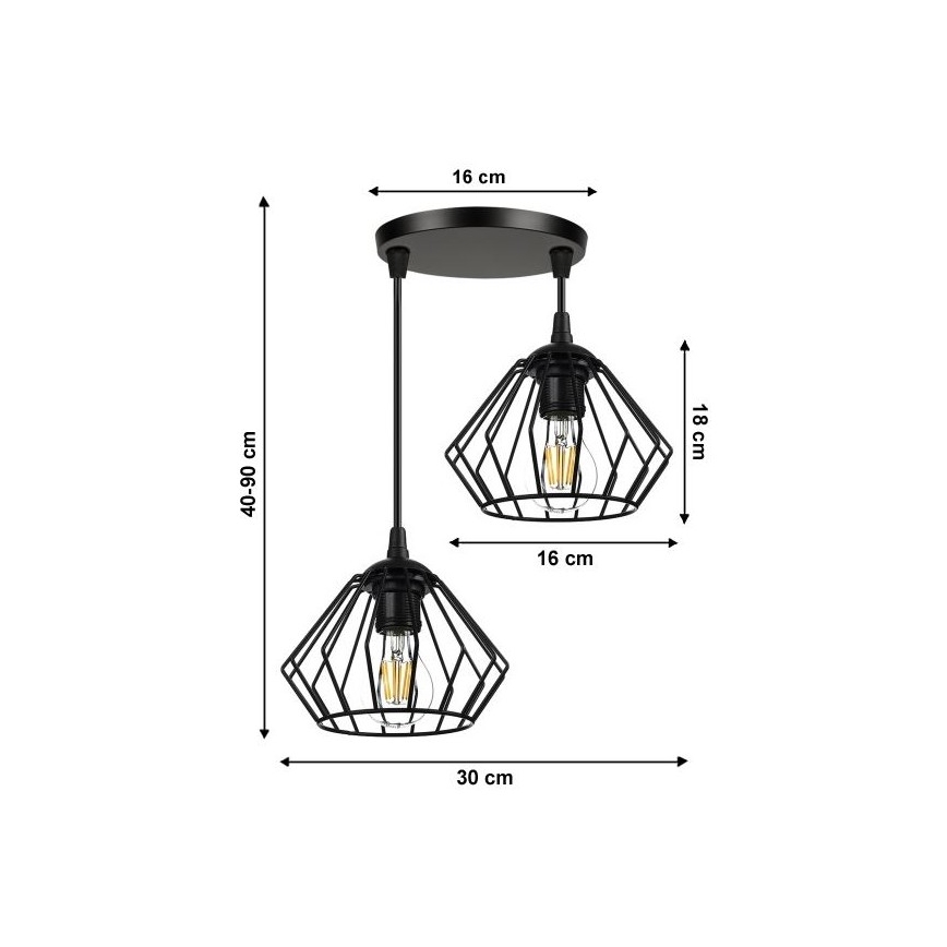 Ljuskrona med snöre CEED 2xE27/60W/230V