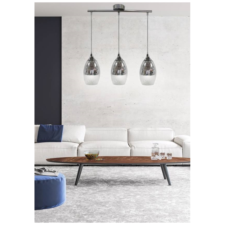 Ljuskrona med snöre CELIA 3xE27/60W/230V