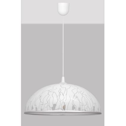 Ljuskrona med snöre CIRCLE 1xE27/15W/230V vit