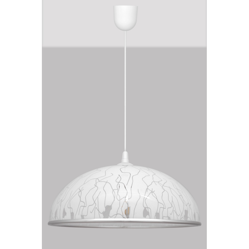 Ljuskrona med snöre CIRCLE 1xE27/15W/230V vit