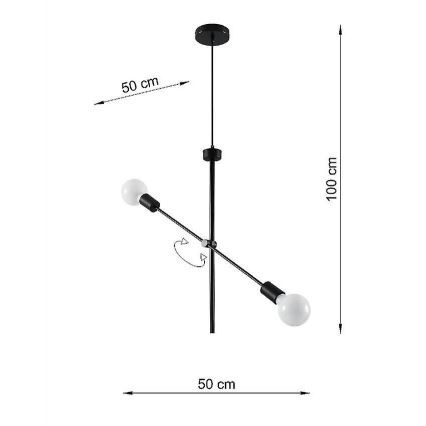 Ljuskrona med snöre CONCEPT 2xE27/60W/230V