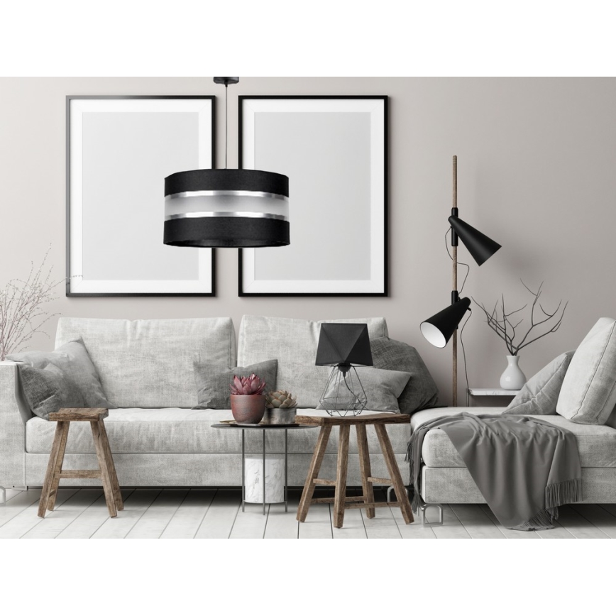 Ljuskrona med snöre CORAL 1xE27/60W/230V svart