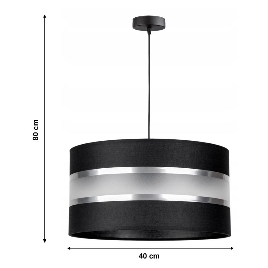 Ljuskrona med snöre CORAL 1xE27/60W/230V svart