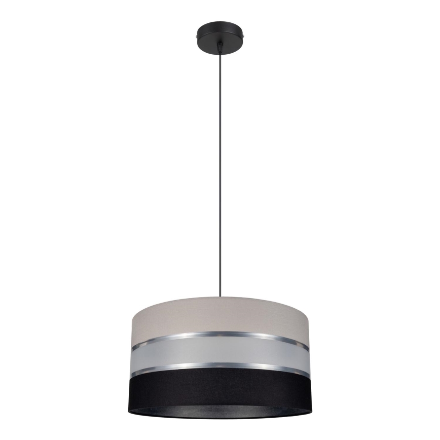 Ljuskrona med snöre CORAL 1xE27/60W/230V svart och grå