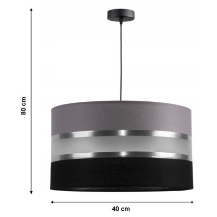 Ljuskrona med snöre CORAL 1xE27/60W/230V svart och grå