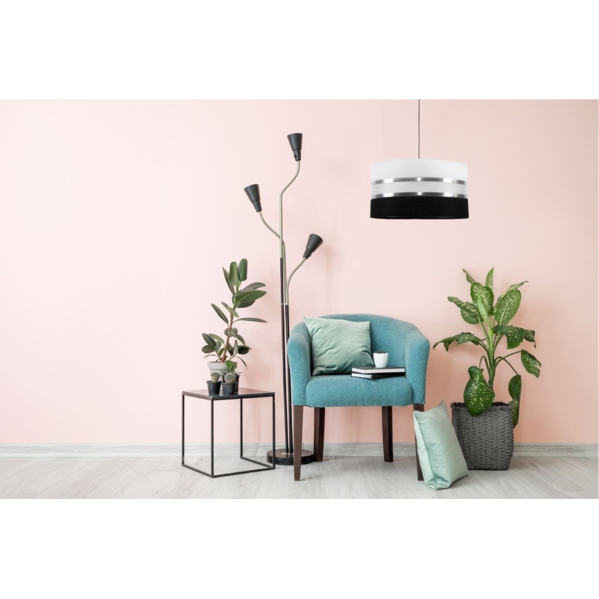 Ljuskrona med snöre CORAL 1xE27/60W/230V svart och vit