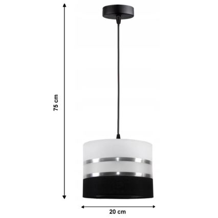 Ljuskrona med snöre CORAL 1xE27/60W/230V svart och vit