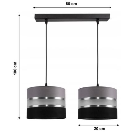 Ljuskrona med snöre CORAL 2xE27/60W/230V