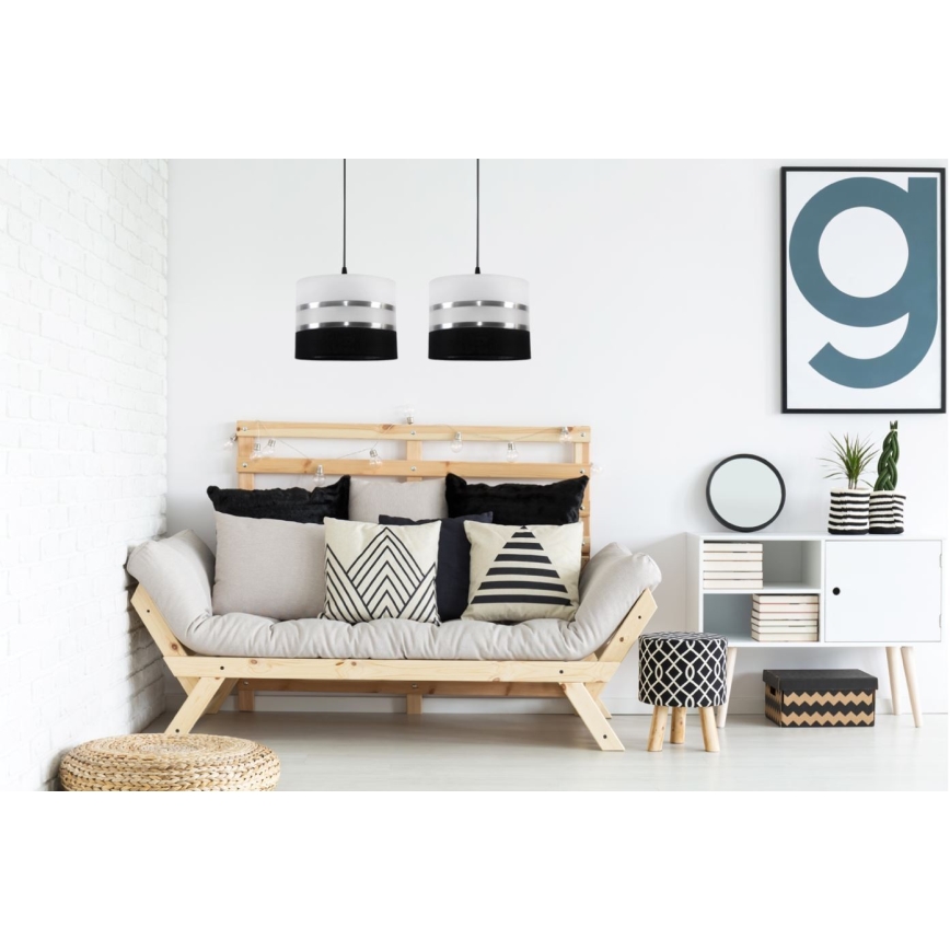 Ljuskrona med snöre CORAL 2xE27/60W/230V svart och vit