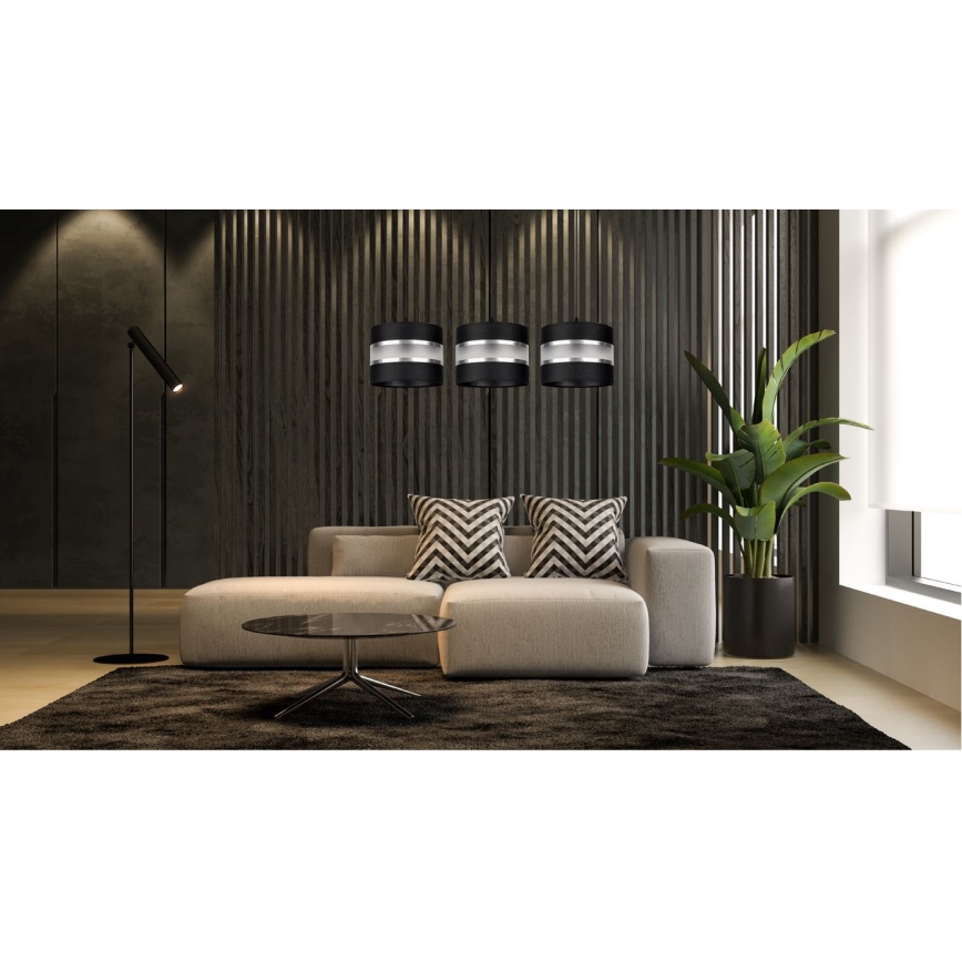 Ljuskrona med snöre CORAL 3xE27/60W/230V svart