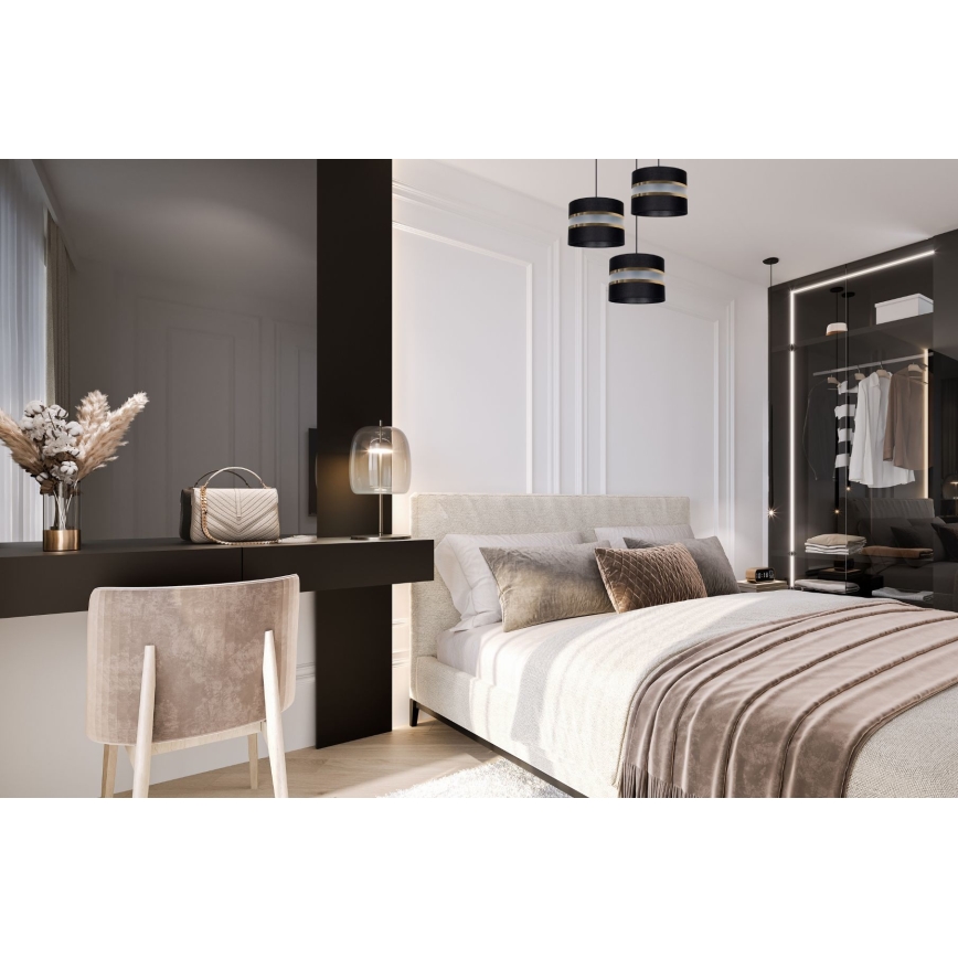 Ljuskrona med snöre CORAL 3xE27/60W/230V svart