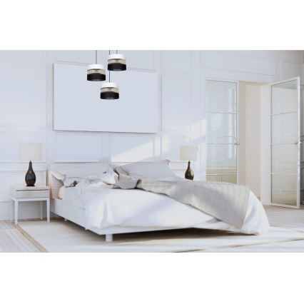 Ljuskrona med snöre CORAL 3xE27/60W/230V svart/vit