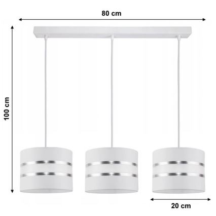 Ljuskrona med snöre CORAL 3xE27/60W/230V vit