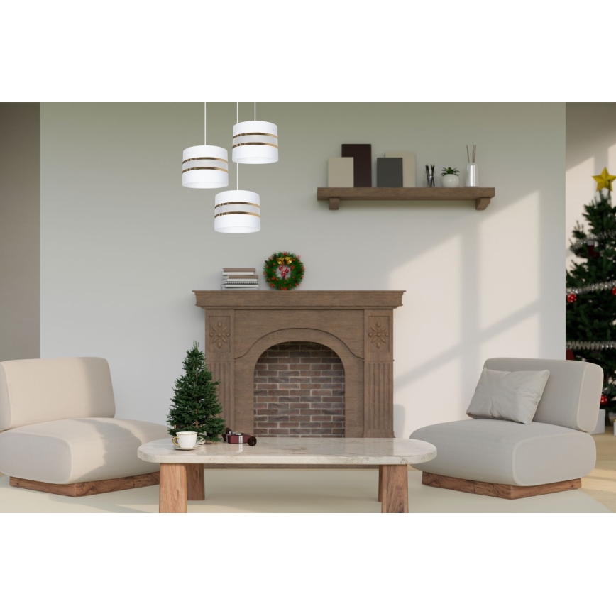 Ljuskrona med snöre CORAL 3xE27/60W/230V vit