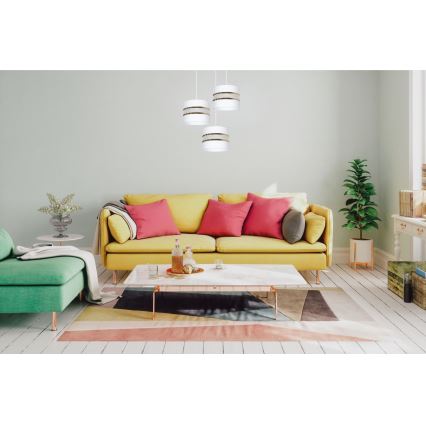 Ljuskrona med snöre CORAL 3xE27/60W/230V vit