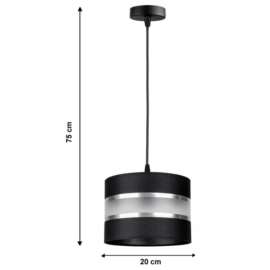 Ljuskrona med snöre CORAL S 1xE27/60W/230V svart