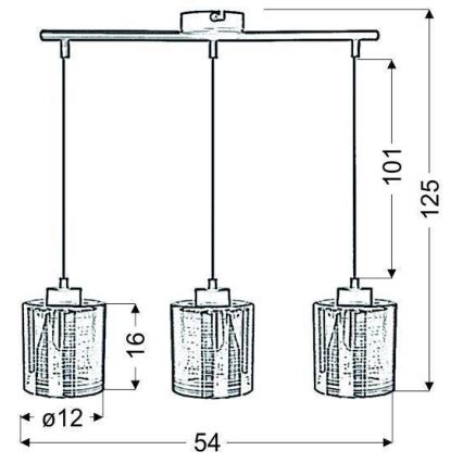 Ljuskrona med snöre COX 3xE27/60W/230V
