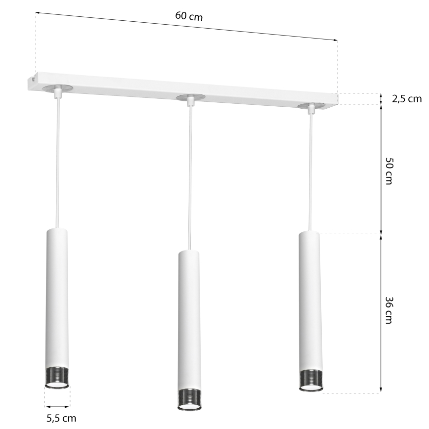 Ljuskrona med snöre DANI 3xGU10/8W/230V