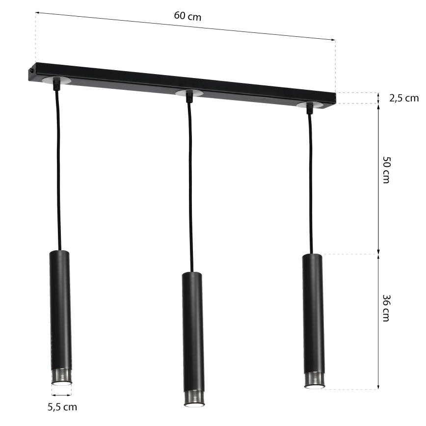 Ljuskrona med snöre DANI 3xGU10/8W/230V
