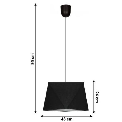 Ljuskrona med snöre DIAMENT 1xE27/60W/230V svart