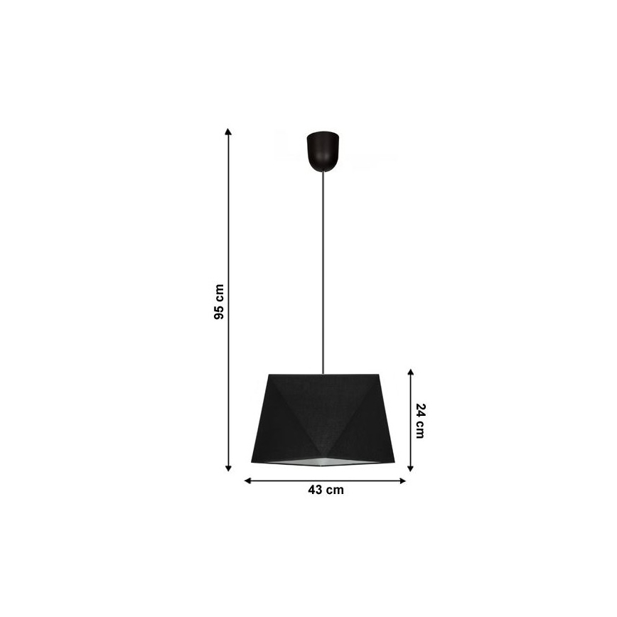Ljuskrona med snöre DIAMENT 1xE27/60W/230V svart
