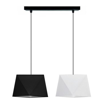 Ljuskrona med snöre DIAMENT 2xE27/60W/230V svart och vit