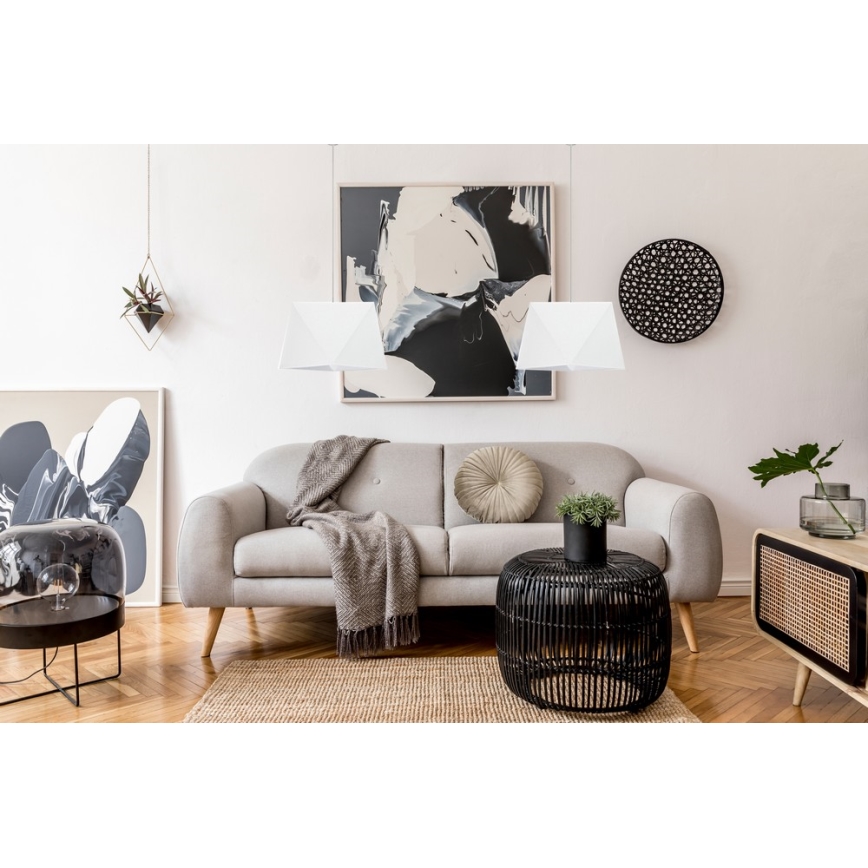 Ljuskrona med snöre DIAMENT 2xE27/60W/230V vit