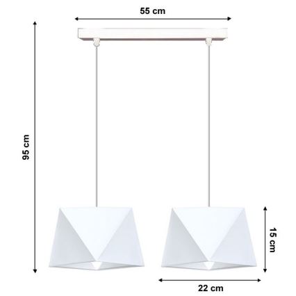 Ljuskrona med snöre DIAMENT 2xE27/60W/230V vit