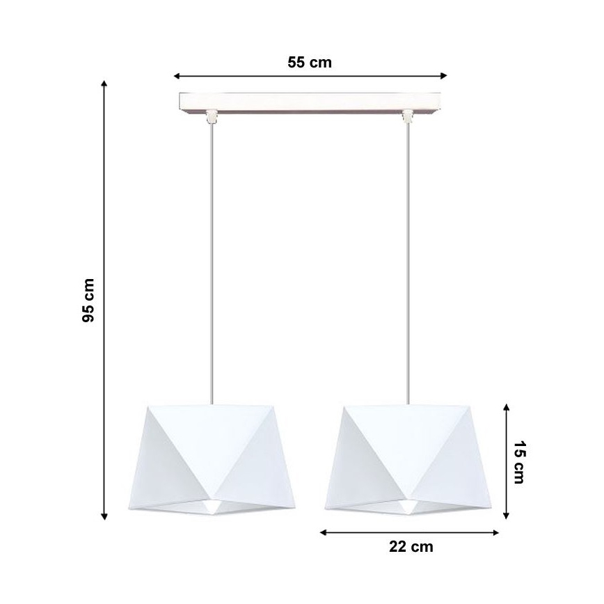Ljuskrona med snöre DIAMENT 2xE27/60W/230V vit
