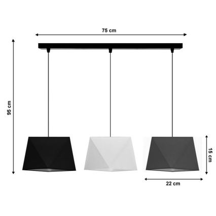 Ljuskrona med snöre DIAMENT 3xE27/60W/230V