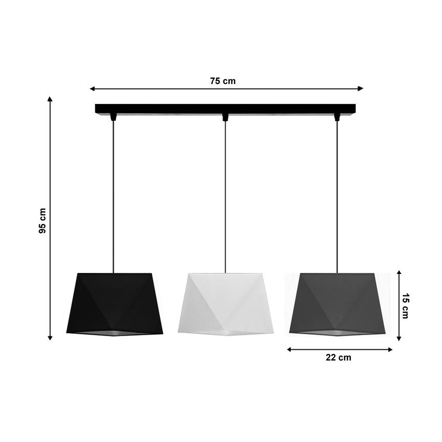 Ljuskrona med snöre DIAMENT 3xE27/60W/230V