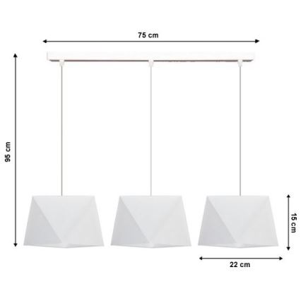 Ljuskrona med snöre DIAMENT 3xE27/60W/230V vit