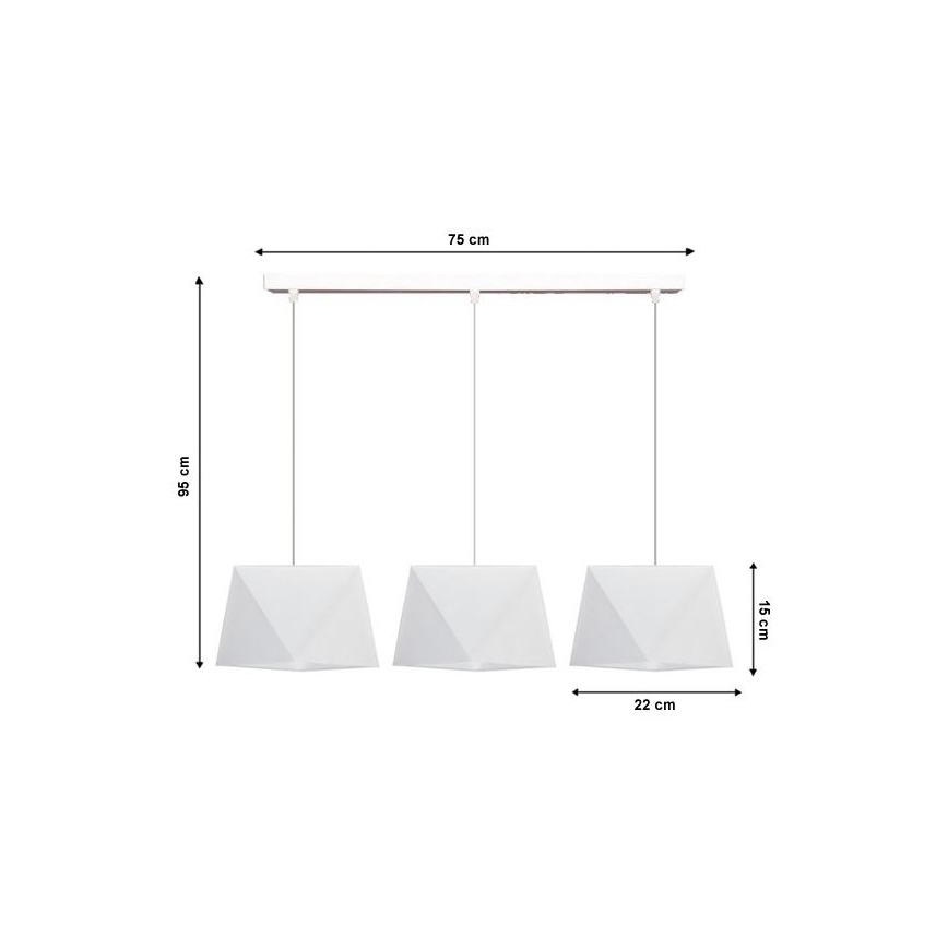 Ljuskrona med snöre DIAMENT 3xE27/60W/230V vit