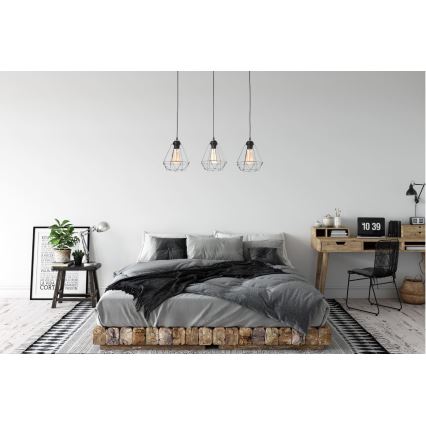 Ljuskrona med snöre DIAMENT MINI 3xE27/60W/230V