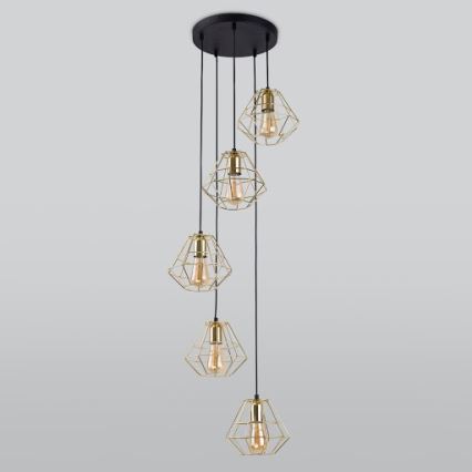 Ljuskrona med snöre DIAMOND 5xE27/60W/230V