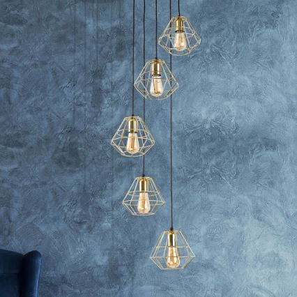 Ljuskrona med snöre DIAMOND 5xE27/60W/230V