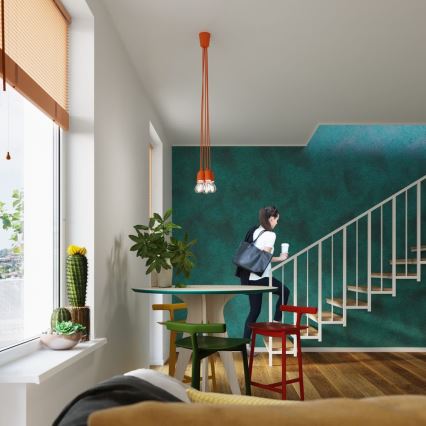 Ljuskrona med snöre DIEGO 1xE27/60W/230V orange
