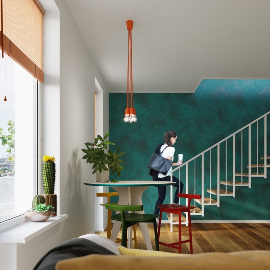 Ljuskrona med snöre DIEGO 1xE27/60W/230V orange