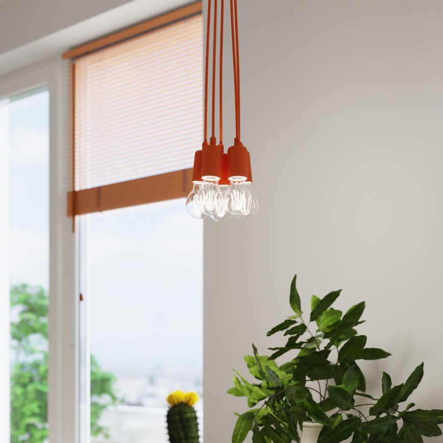 Ljuskrona med snöre DIEGO 1xE27/60W/230V orange