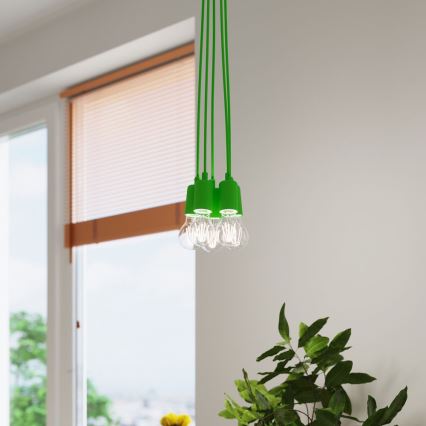 Ljuskrona med snöre DIEGO 3xE27/60W/230V grön